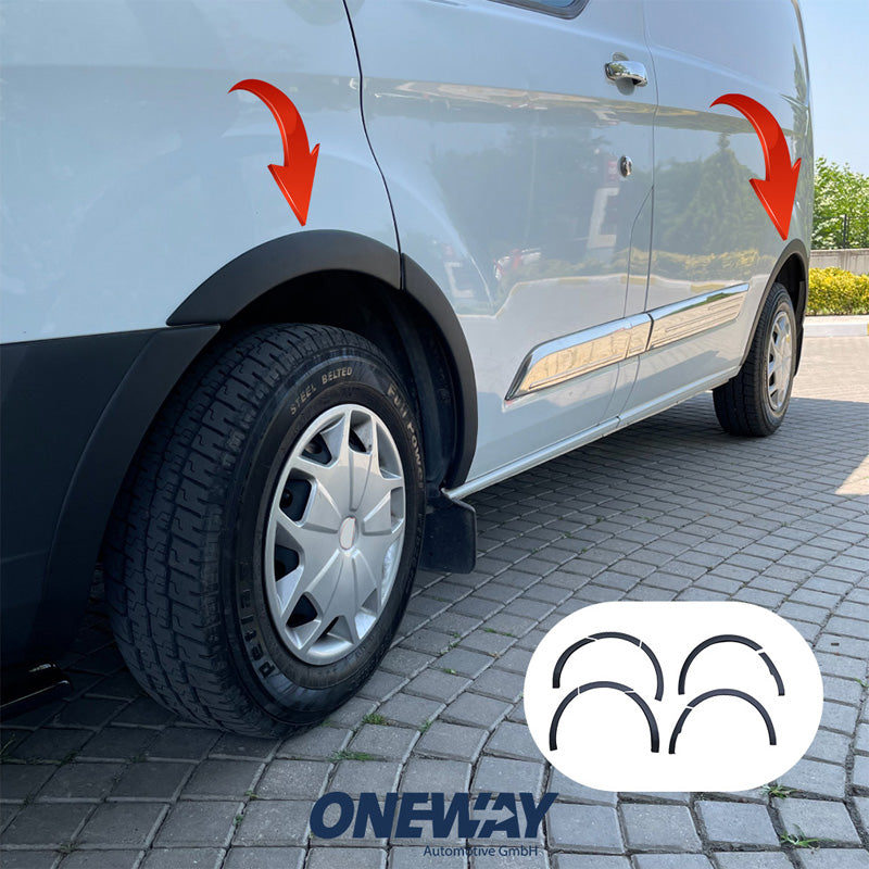 OneWay, Skärmkantslister, ABS-plast, matt svart, passar till Ford Transit Custom MK1 2012-2018, sats med 10 st.