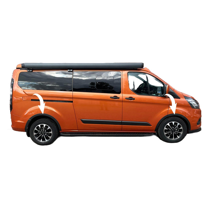 OneWay, Skärmkantlister, matt svart, passar till Ford Transit Custom MK1 Facelift (2018-2023), '10 delar'