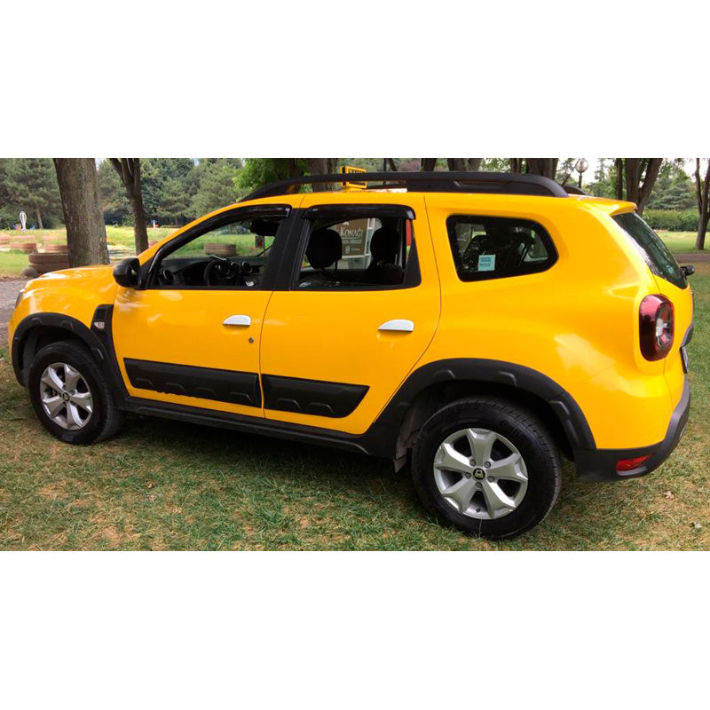 OneWay, pyöränkaarien trimmaussarja, mattamusta, sopii Dacia Duster II 2018-2024:ään Park Assist -järjestelmällä, 8 osaa