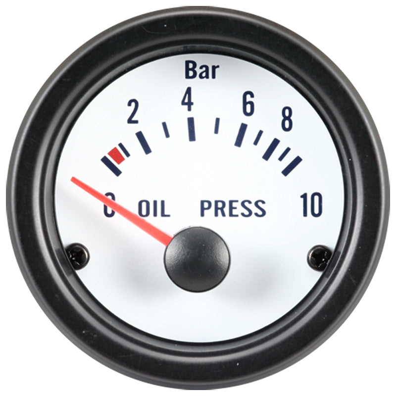 AutoStyle, Classic valkoinen öljynpainemittari - 52mm - 0-10 bar