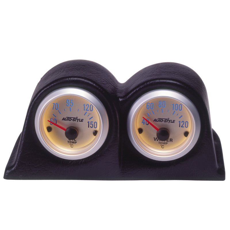 AutoStyle, yleismallinen mittariteline - vaakasuora - 2 reikää - 52mm musta