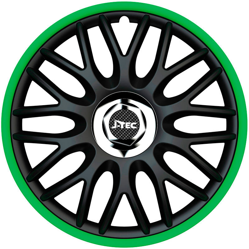 J-Tec, Pölykapselit, 4 kpl, Orden R 13-tuumainen musta/vihreä + kromirengas