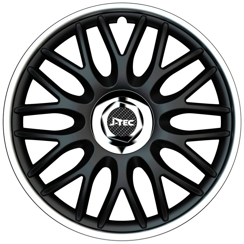 J-Tec, Navkapslar, 4st, Orden R 13-tums svart/silver + kromring
