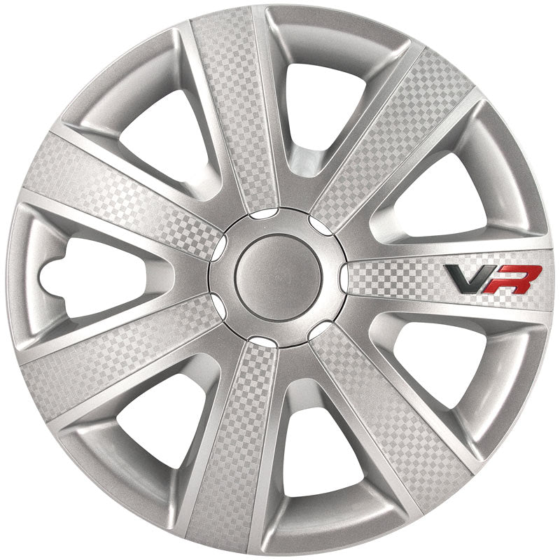 AutoStyle, pölykapselit, 4 kpl, VR 14-tuumaa hopea/hiilikuituilme/logo