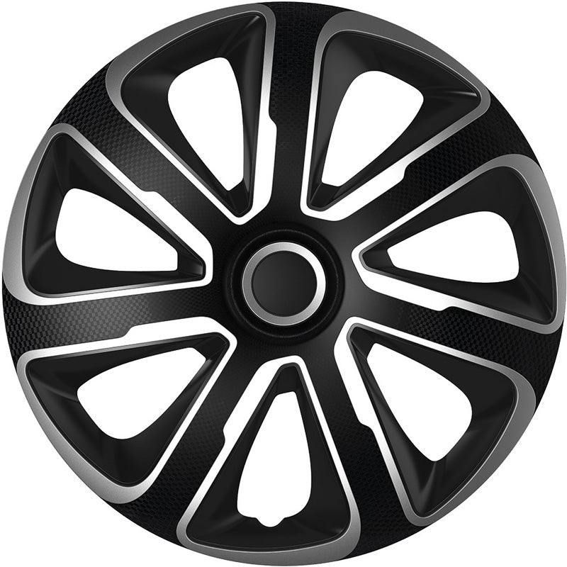 AutoStyle, Navkapslar, 4 st, Livorno 14-tums silver/svart kol-look