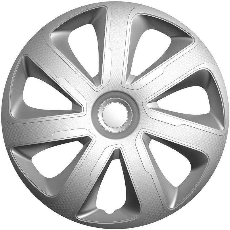 AutoStyle, pölykapselit, 4 kpl, Livorno 14-tuumaa hopea hiilikuituilme