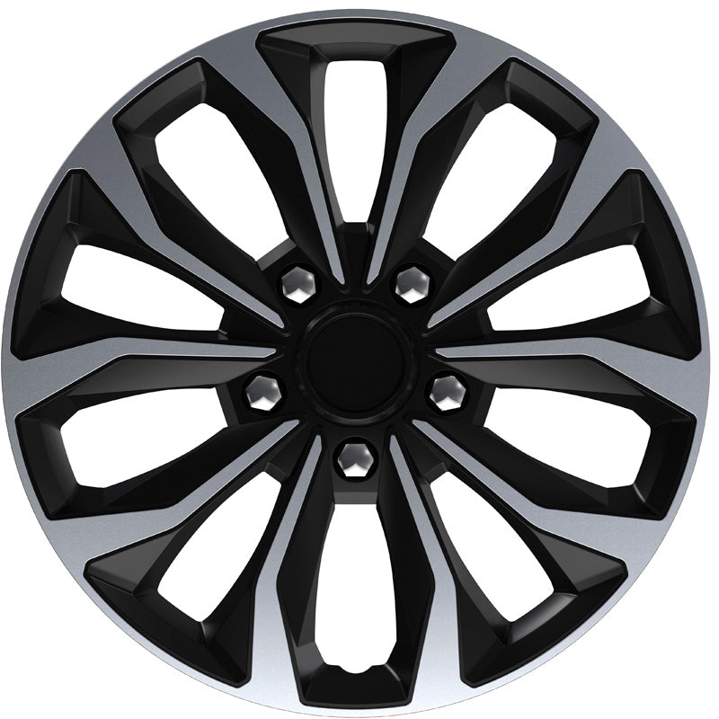 AutoStyle, Navkapslar, Hornet Pro 16-tum silver/svart, Sats om 4