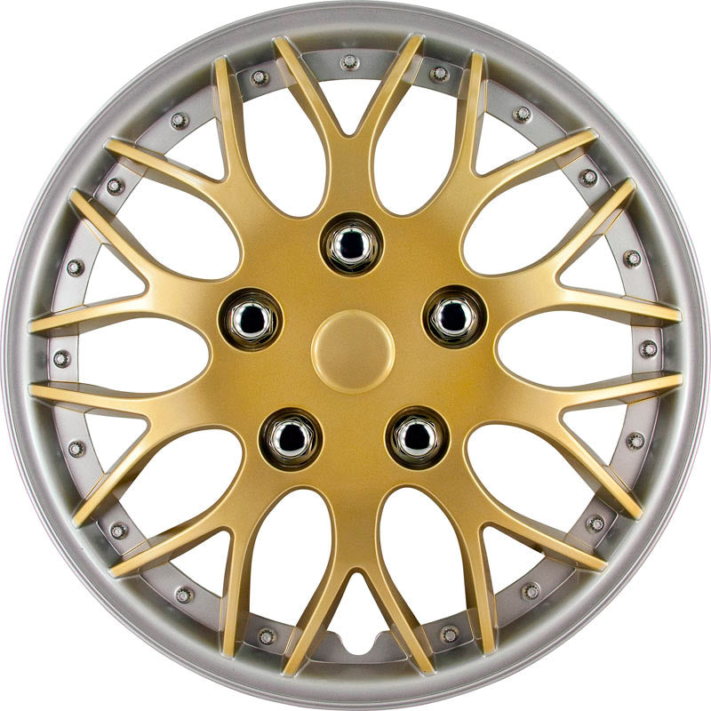 AutoStyle, Pölykapselit, 4 kpl, Missouri 14-tuumainen gold/silver rim