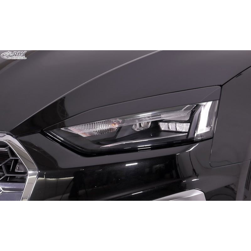 RDX Racedesign, ajovalojen kulmasuojat, sopii Audi A5 (F5) 2016-2020 & Facelift 2020- (vain LED-ajovalot, ei Matrix-LED) (ABS)