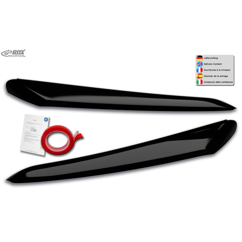 RDX Racedesign, ajovalon kulmat, sopii Citroën Jumper & Fiat Ducato & Peugeot Boxer 2014- & Opel Movano 2021- (ABS Gloss Black)