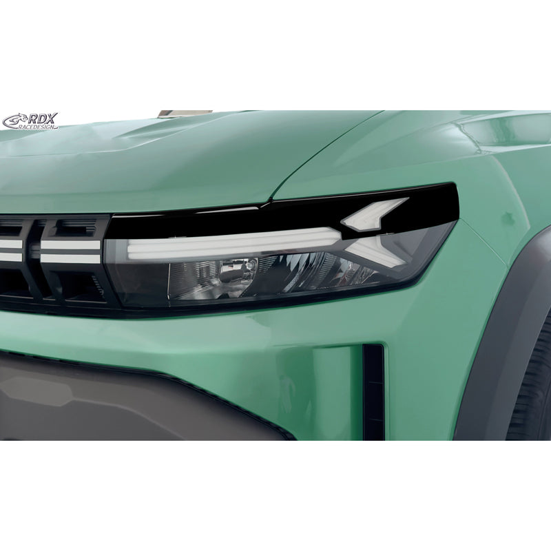 RDX, ajovalojen kulmasuoja, ABS kiiltävän musta, sopii Dacia Duster III & Dacia Bigster (2024-)