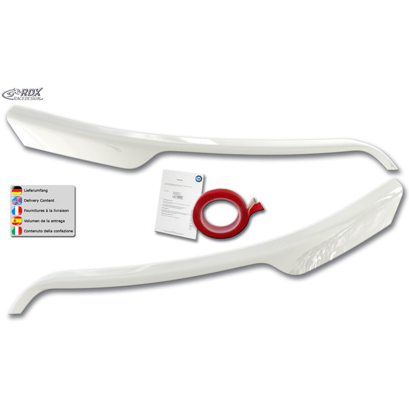 RDX, ajovalon kulmasuoja, ABS Gloss White, sopii Ford Transitiin (hopeat halogeeniajovalot) (2014-)