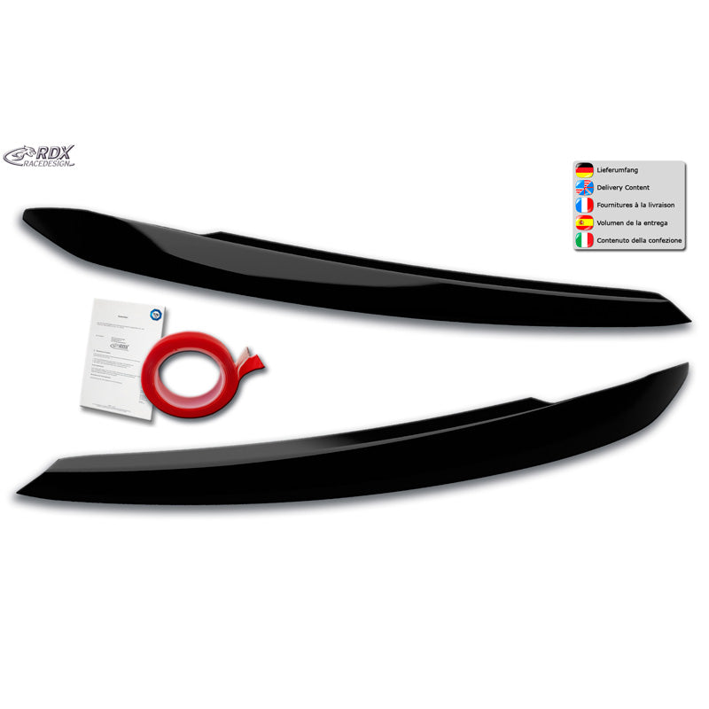 RDX Racedesign, ajovalon kulmapeitteet, sopii Volkswagen Touran (5T) 2015- (Halogen) (ABS Gloss Black)