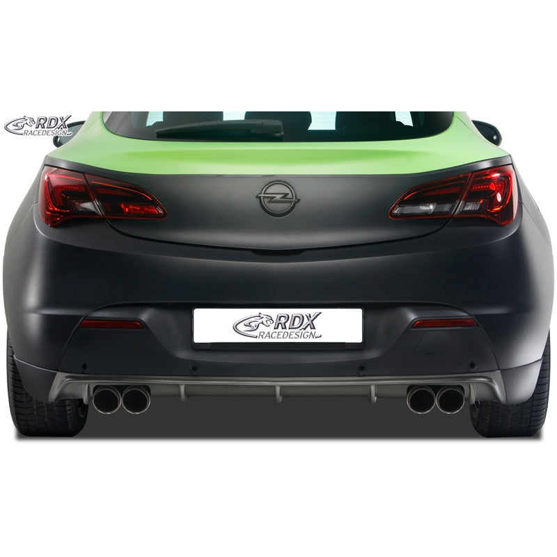 RDX Racedesign, takapuskurin helma 'Diffusor', sopii Opel Astra J GTC 2009-2015 ilman OPC:tä (kaksoispakoputkelle) (PUR)