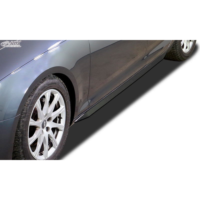 RDX Racedesign, sivuhelmat "Slim", sopii Audi A4 B9 Sedan/Avant 2015-2019 & FL 2019- (kiiltävä musta ABS)