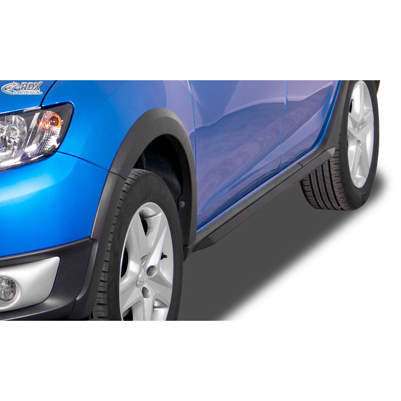 RDX Racedesign, sivuhelmat 'Slim', sopii Dacia Sandero II 2012- sis. Stepway (ABS kiiltävän musta)
