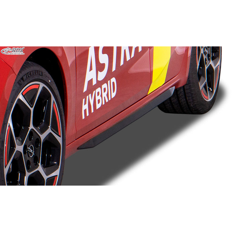 RDX Racedesign, sivuhelmat 'Slim', sopii Opel Astra L Hatchback 2021- (ABS kiiltävän musta)