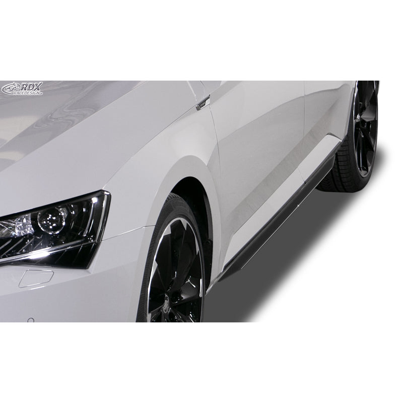 RDX Racedesign, sivuhelmat 'Slim', sopii Skoda Superb 3V Sedan/Kombi 2015- (ABS kiiltävä musta)