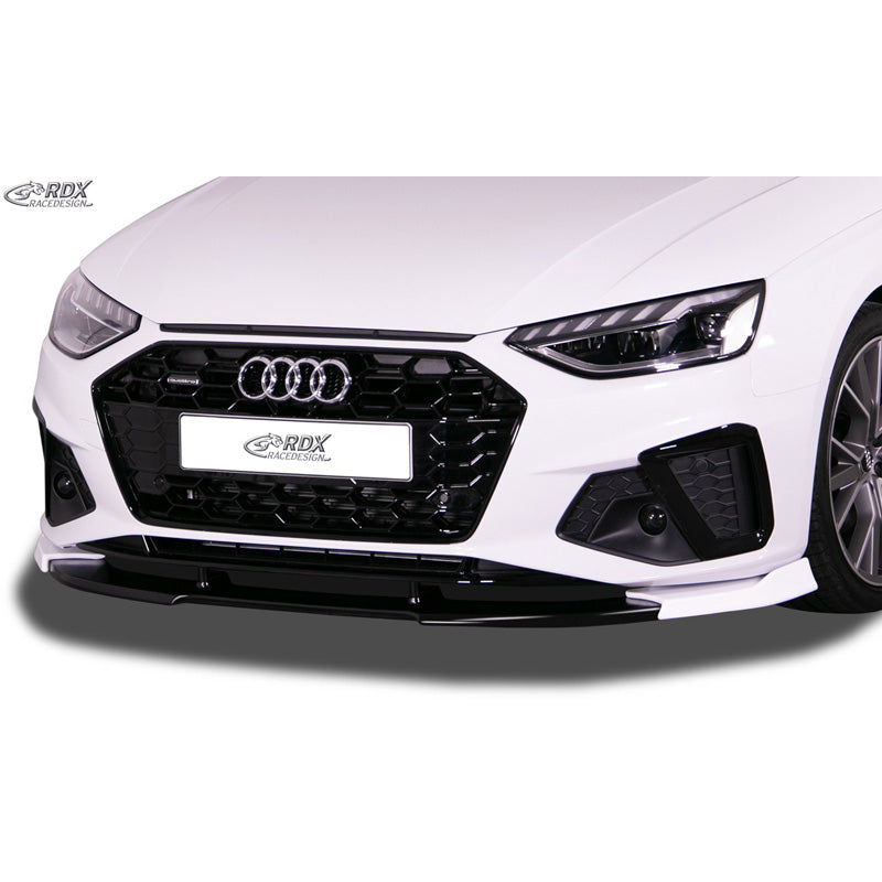 RDX Racedesign, etuspoileri Vario-X, sopii Audi A4 (B9) FL 2019- S-Line & S4 etupuskuri (PU)