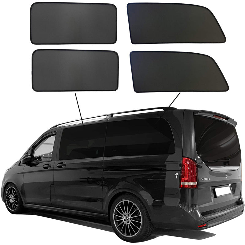 SunClip, solgardin & insynsskydd, passar till Mercedes V-Class W447 (lång hjulbas) 2014-2024 utan pop-out-fönster
