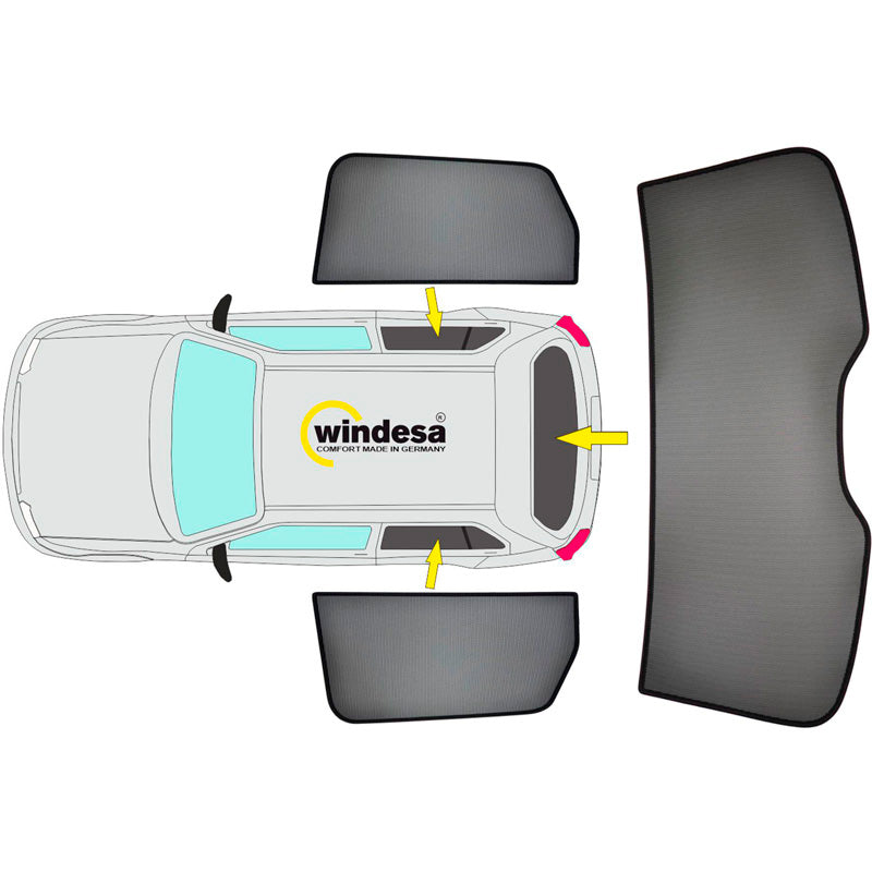 SunClip, solgardin & solskärm, passar till Volkswagen Golf VII HB 5-dörrars (2012-2019)