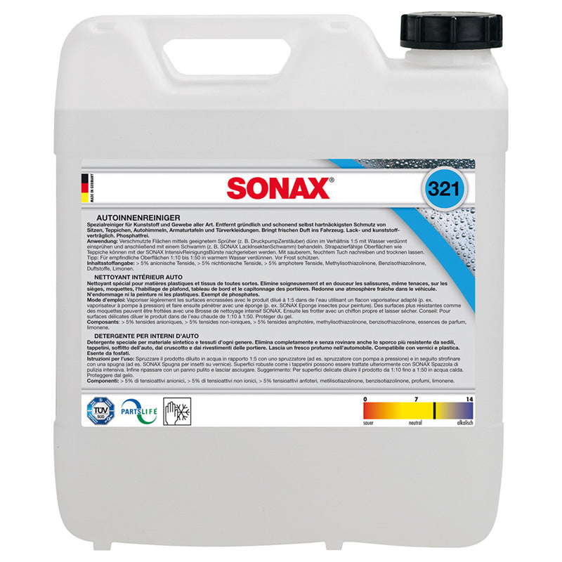 SONAX, sisäpuhdistusaine - 10 Liter - tehokas likaa ja hajua vastaan
