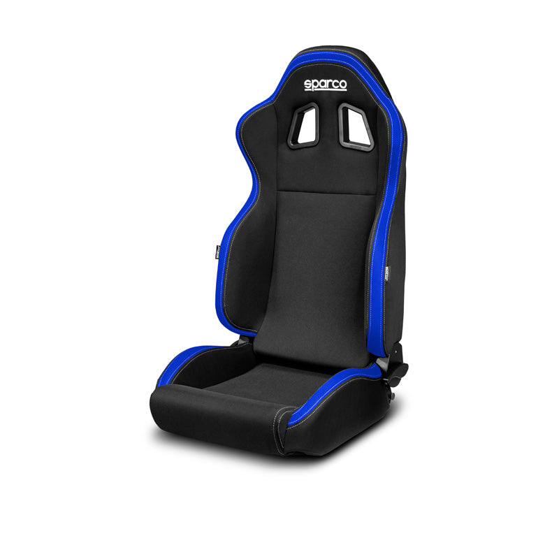 Sparco, Urheiluistuin R100 MY22 - Musta/Sininen - Kallistettava - Ergonominen mukavuus