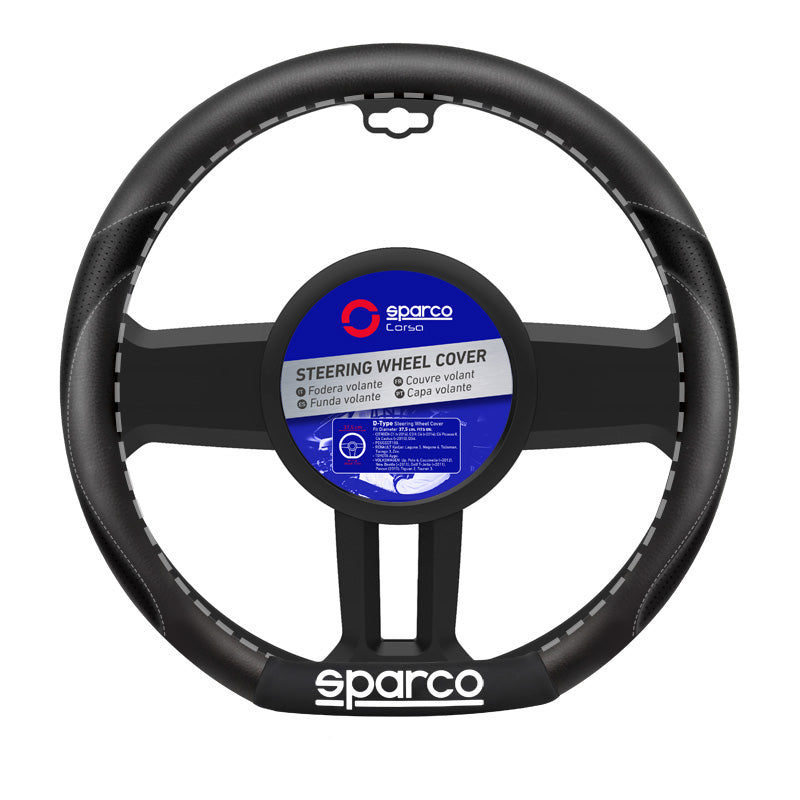 Sparco, Urheilullinen nahkainen ohjauspyörän päällinen - D-Type 37,5cm - sopii Citroën/Peugeot/Renault/Toyota/Volkswagen