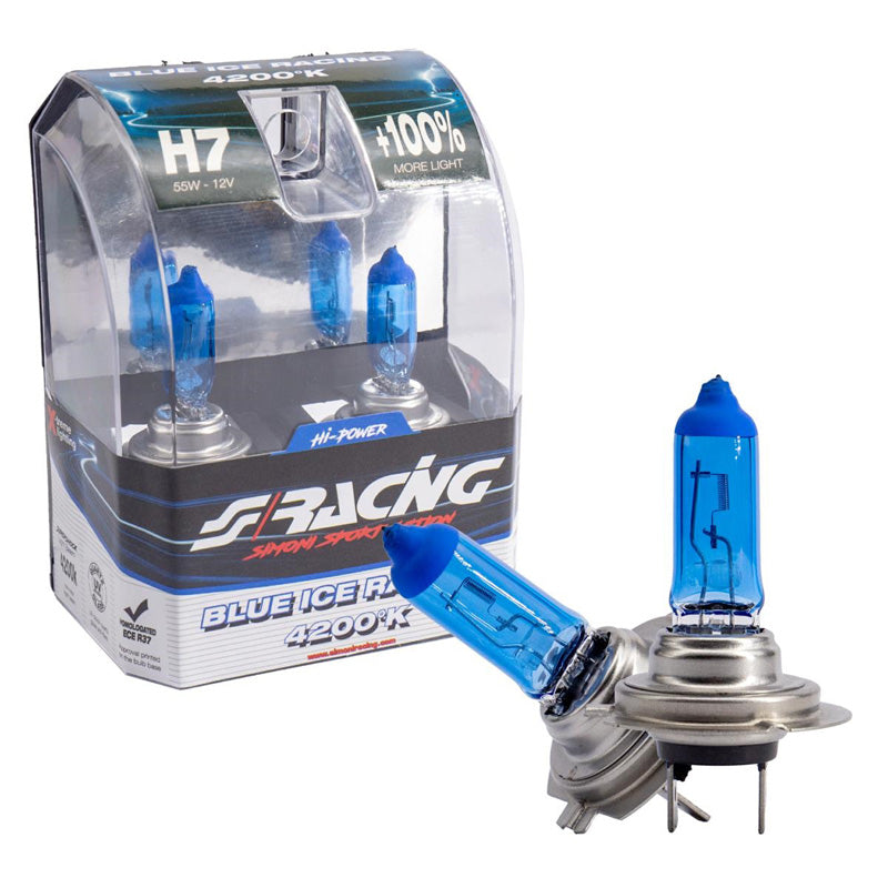 Simoni Racing, halogeenipolttimot 'Blue Ice Racing' H7 (4200K) 12V/55W - 2 kpl:n sarja. ECE-R37 E-hyväksytty