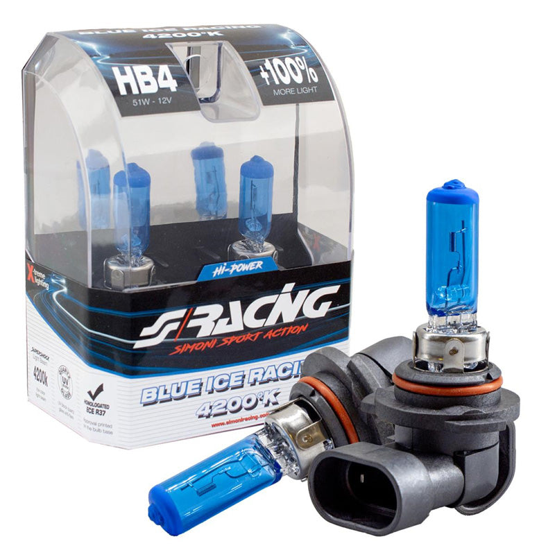 Simoni Racing, halogeenipolttimot 'Blue Ice Racing' HB4 (4200K) 12V/55W - 2 kpl:n sarja. ECE-R37 E-hyväksytty