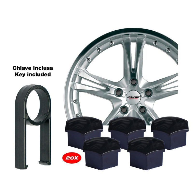 Simoni Racing, yleismalliset pyöränmutterinsuojat - 19 mm - musta - 21 kpl:n sarja