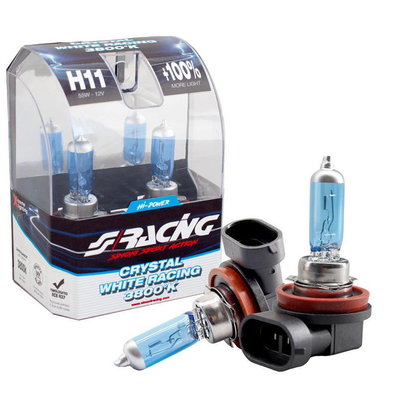 Simoni Racing, Halogeenilamput 'Crystal White Racing' H11 (3800K) 12V/55W - Sarja 2 kpl. ECE-R37 E-hyväksytty