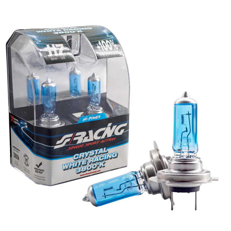 Simoni Racing, Halogeenilamput 'Crystal White Racing' H7 (3800K) 12V/55W - Sarja 2 kpl. ECE-R37 E-hyväksytty