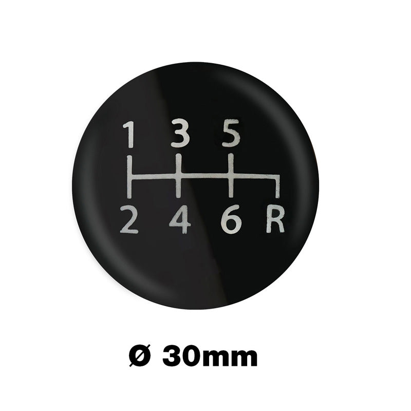 Simoni Racing, vaihdenupun tarra - 1-6-vaihteet (peruutus alhaalla oikealla) Ø30mm