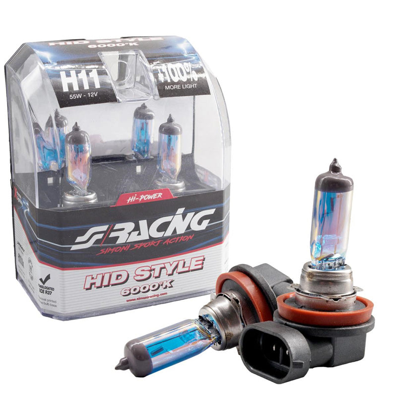 Simoni Racing, halogeenilamput 'HID Style' H11 (6000K) hypervalkoinen - 12V/55W - 2 kpl:n sarja ECE-R37