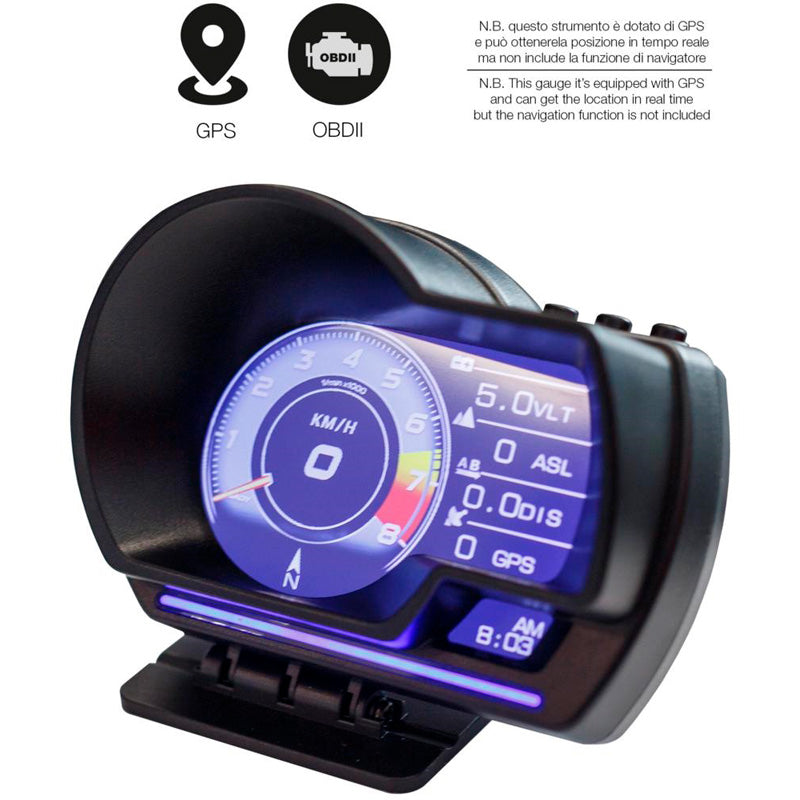 Simoni Racing, Digitaalinen mittaristo, Head-Up Display, OBDII + GPS