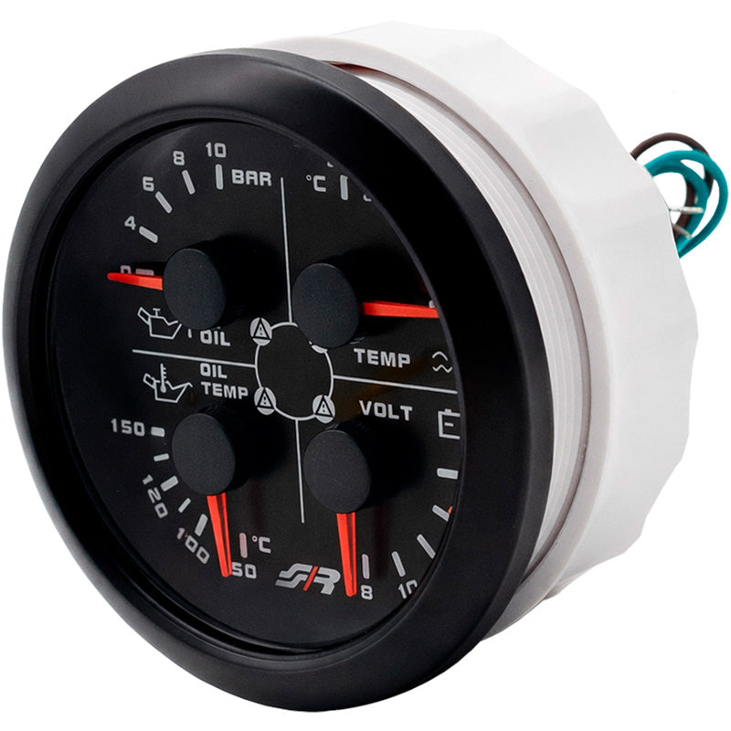 Simoni Racing, monitoimimittari 3,3'' (85mm), öljynpaine / öljyn lämpötila / veden lämpötila / jännite