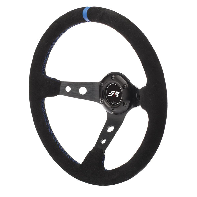 Simoni Racing, urheiluohjauspyörä, Shakedown - musta mokka/sininen - halkaisija 350 mm