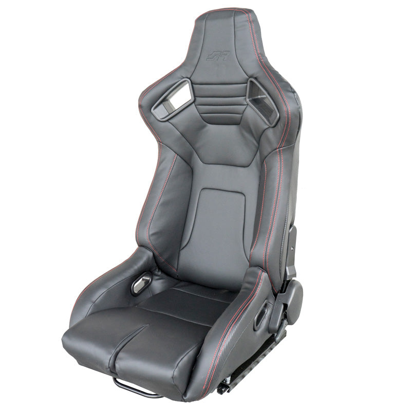 Simoni Racing, Emerson-urheiluistuin - Musta Ecoleather - Vasen, säädettävä - sis. liukukiskot