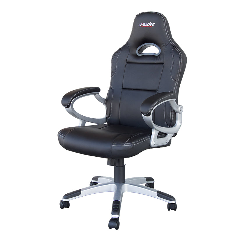 Simoni Racing, Säädettävä pelituoli - Musta Ecoleather - Ergonominen