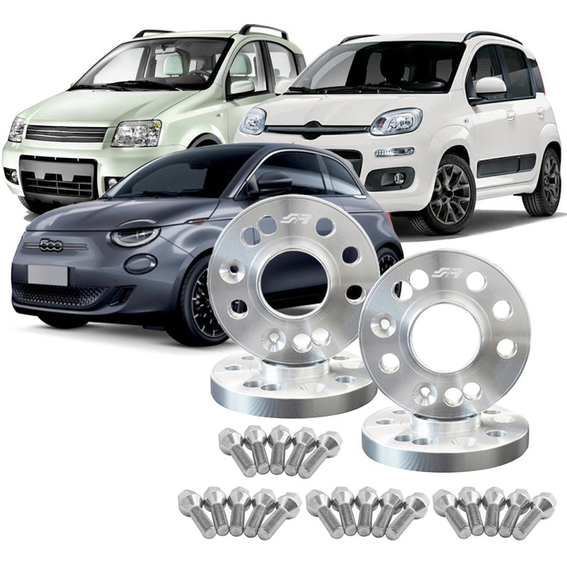 Simoni Racing alumiininen pyöränvälilevysarja (4x98, Ø58), Fiat 500E/Panda2+3 - 2x16mm(FA) - 2x20mm(RA) (Hub 58,1mm), sisältää pyöränpultit - sopii eri Fiat-malleihin