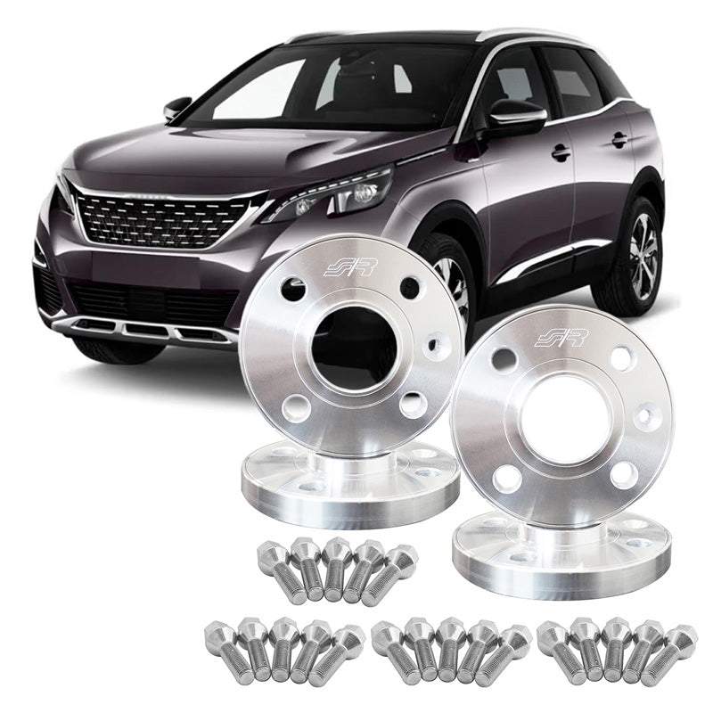 Simoni Racing Aluminium Wheel Spacer Kit (4x98 Ø65,1), Peugeot 208 (12-19) - 2x16mm(FA) - 2x20mm(RA) (Hub 65,1mm) inklusive hjulbultar - passar till olika Peugeot-modeller