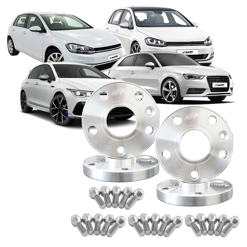 Simoni Racing, Distanssats, aluminium, 2x13mm(FA) - 2x15mm(RA) (Nav 57,1mm), inkluderar hjulbultar, passar till Audi, VW
