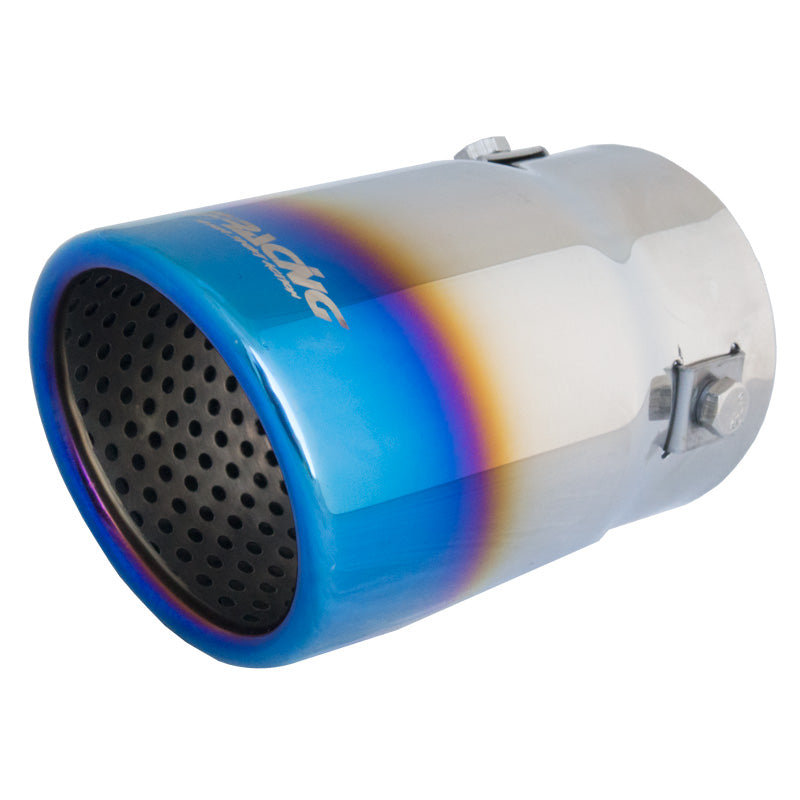 Simoni Racing, pakoputken pää, pyöreä/viisto Inox/Titanium - Ø76xL128mm - Asennus 43->67mm