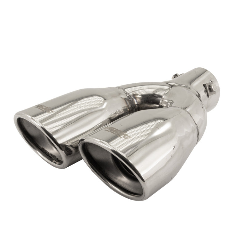 Simoni Racing, putkenpää, kaksoisovaali/vino inox - 167x67xL220mm - asennus 37->57mm - oikea