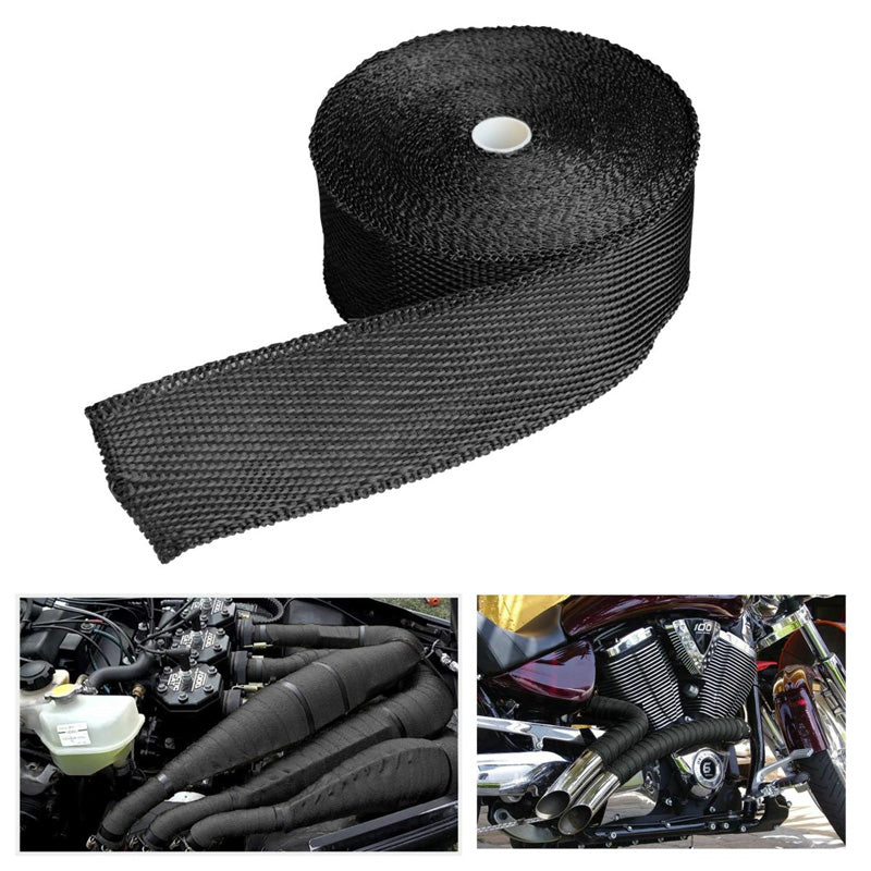 Simoni Racing, värmeisolerande avgaspaket - 15m x 5cm + 6 rostfria klämmor, < 550°C - Glasfiber