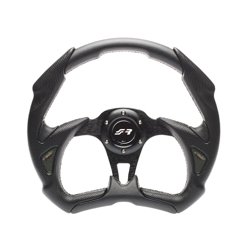 Simoni Racing, urheiluohjauspyörä, X5 Poly Pelle - musta Ecoleather - halkaisija 350mm