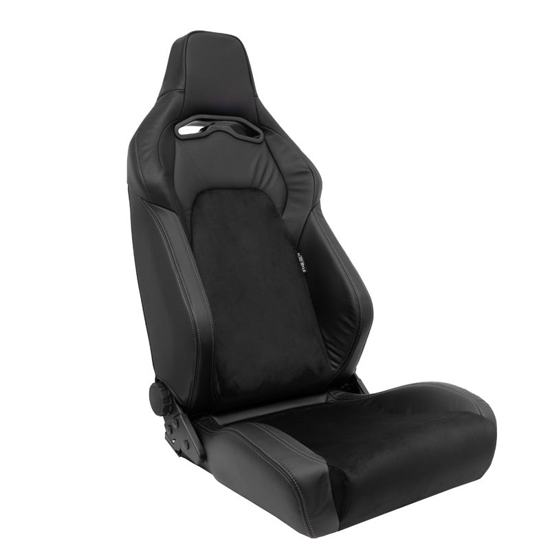 AutoStyle, urheiluistuin 'VGR Premium' - musta nahka & alcantara hopeisilla ompeleilla - kaksinkertaisesti säädettävä selkänoja - sis. kiskot