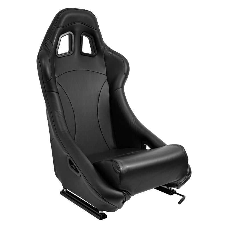 AutoStyle, urheiluistuin 'BH' - musta nahkajäljitelmä - kiinteä selkänoja - sis. liukukiskot
