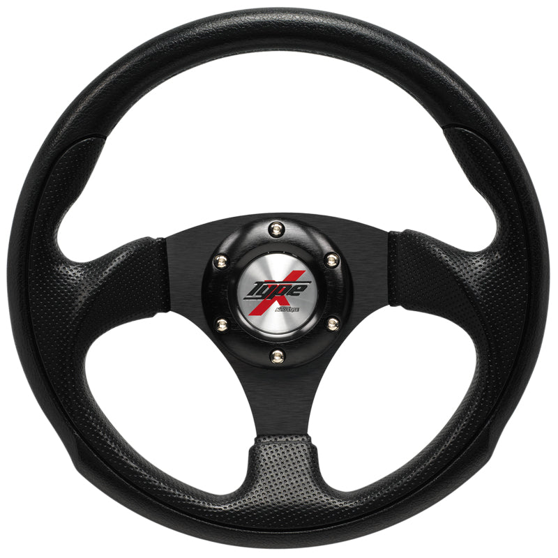 AutoStyle, urheiluohjauspyörä 'Eruption' - Ø295mm - musta PU-nahka + mustat puolat